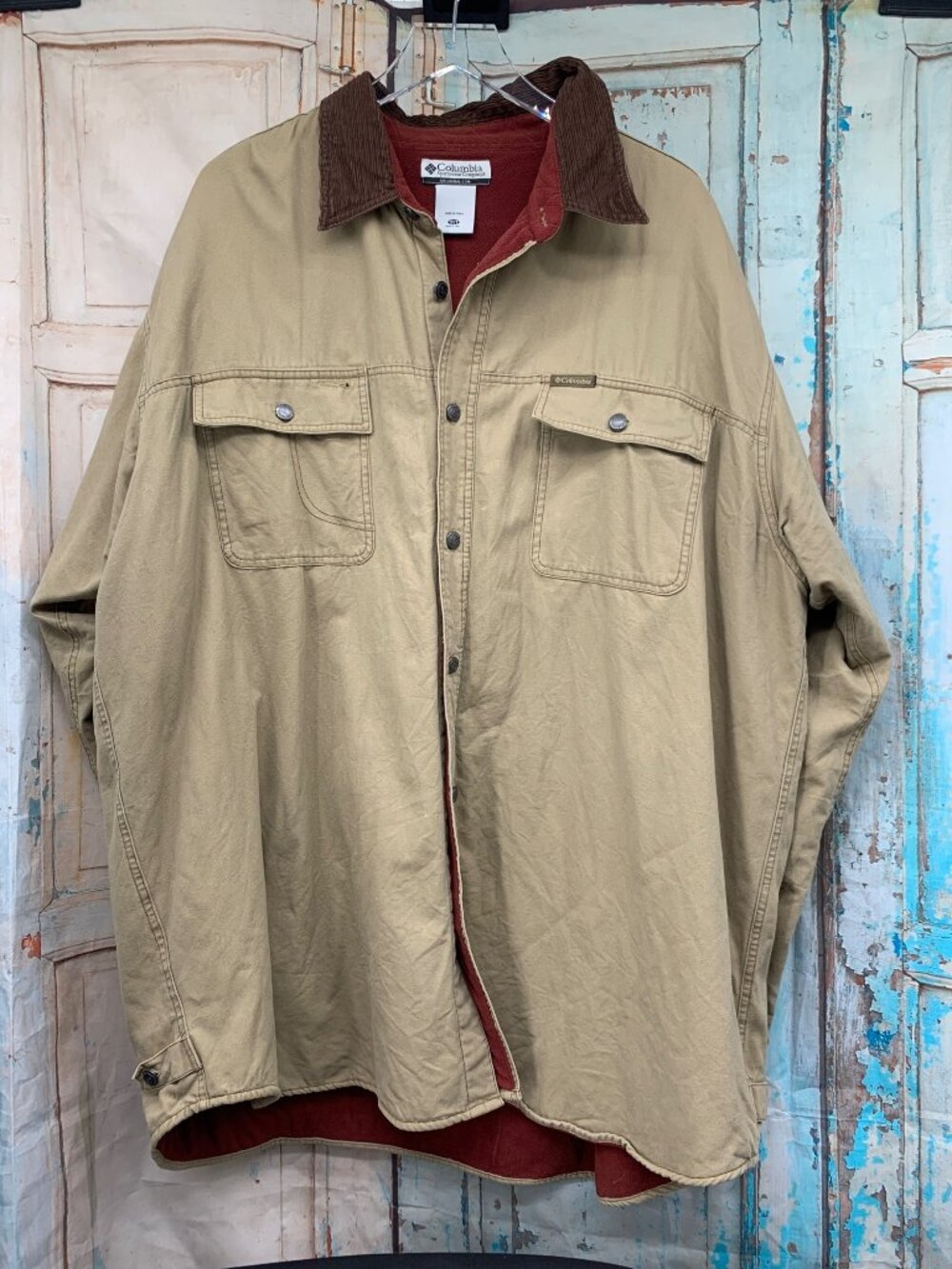 Columbia Canvas Fleece-Lined Shirt Jacket With Corduroy Collar 3XT Mens Tall
